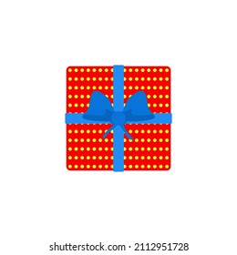 Folded tablecloth wrapped gift ribbon and bow. Vector illustration. Polka dot pattern. Isolated on white background.