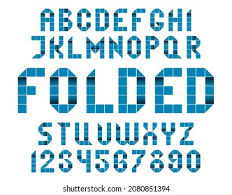 Tipografía de cinta doblada. Conjunto de 26 letras mayúsculas de alfabeto latino y 10 números.