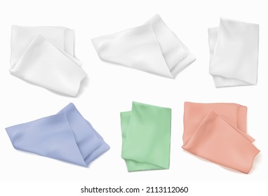 Folded tea towels isolated on white background  vector illustration.