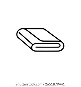 Uma toalha ou cobertor dobrado em um desenho de arte de linha limpo e minimalista. Um ícone de esboço para um spa, hotel ou produto têxtil doméstico.