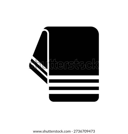 Folded Towel Icon Bathroom Linen Symbol - Minimal Vector ,Glyph Style, UI UX App Web Design, Wellness Nature Spa Branding Icon