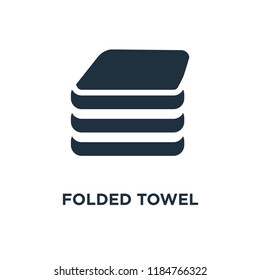 Folded Towel Icon. Black Filled Vector Illustration. Folded Towel Symbol On White Background. Can Be Used In Web And Mobile.