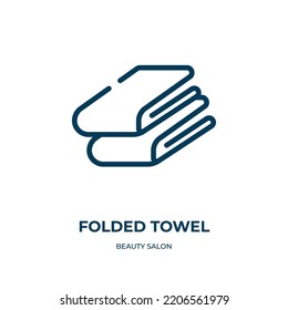 Folded towel icon. Linear vector illustration from beauty salon collection. Outline folded towel icon vector. Thin line symbol for use on web and mobile apps, logo, print media.