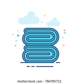 Folded towel icon in outlined flat color style. Vector illustration.