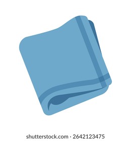 Folded Towel Illustration - Simple Blue Bath Towel Icon for Hygiene and Household Use