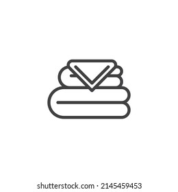 Icono de la línea de la toalla doblada. signo de estilo lineal para concepto móvil y diseño web. Icono del vector de contorno de toalla. Símbolo, ilustración del logotipo. Gráficos vectoriales