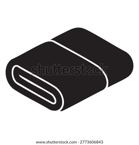 Folded towel silhouette vector illustration isolated on white background for spa and bathroom design. Folded towel silhouette. Fabric stack vector