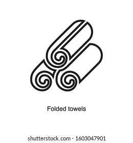 Folded towels linear icon vector on white background. Black icon illustration