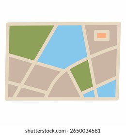 A folded travel map with colorful location markers, perfect for vacation planning and tourist navigation.