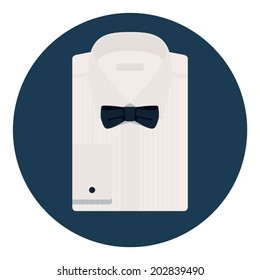 Folded tuxedo white shirt with cuff link and bow tie 