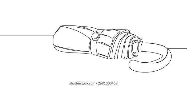 Folded umbrella, continuous line hand drawn doodle. One line design vector illustration 