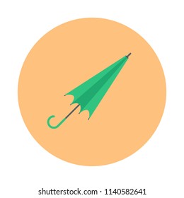 Folded Umbrella flat icon isolated on yellow background. Simple Umbrella sign symbol in flat style. Autumn element Vector illustration for web and mobile design.