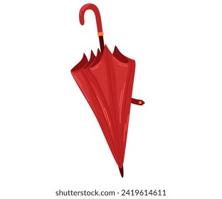 Folded umbrella. Rainy seasonal parasols. Protecting accessories. Autumn, spring season. Hand drawn vector illustration isolated on white