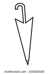 folded umbrella, simple vector icon, black and white 