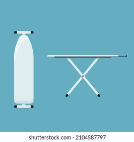 Folded and unfolded ironing board Icon. Vector illustration in flat style. EPS 10