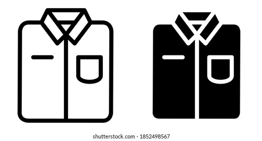 Folded Uniform or Shirt in Outline and Glyph Icon