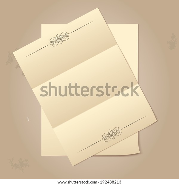 folded vintage empty blank papers and retro brown\
page decor element. vector illustration.  realistic old styled mock\
up.