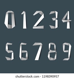 Folded white design paper numbers template
