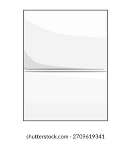 Papel blanco doblado que crea una superficie limpia y en blanco, presentando un área personalizable vacía para texto, diseño o información importante, adecuada para diversas necesidades de comunicación gráfica