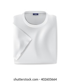 Folded white t-shirt with a sleeve template, vector eps10 illustration