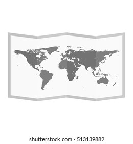 Folded World Map. Flat Style. Vector