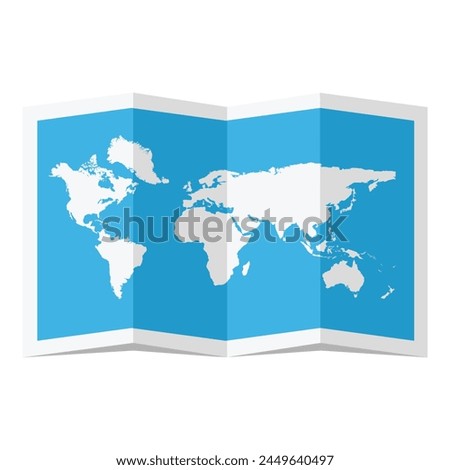 Folded world map isolated on white background. Vector illustration