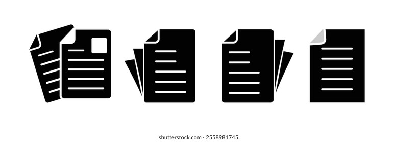 folded written paper icon set in different style vector illustration. white and black folded written paper vector icons designed in filled, outline, line and stroke style can be used for web,