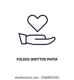 folded written paper outline icon.  Thin line icon from education collection. Editable vector isolated on white background