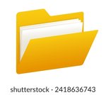 Folder 3d icon. Vector clipart isolated on white background.