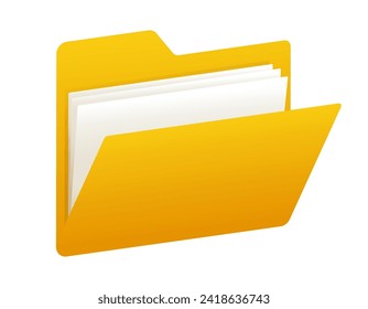 Icono de carpeta 3d. Clipart vector aislado en fondo blanco.