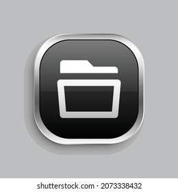 folder 5 line icon design. Glossy Button style rounded rectangle isolated on gray background. Vector illustration