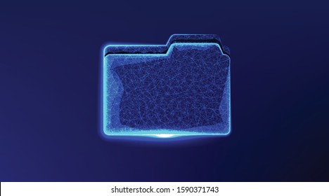 folder. abstract low poly wireframe mesh design. from connecting dot and line. vector illustration on blue background