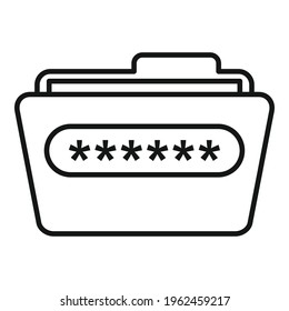 Folder access authentication icon. Outline Folder access authentication vector icon for web design isolated on white background