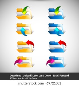 Folder Actions | Download, Upload, Back & Forward Icons | 3D Vectors EPS10