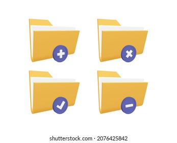 Folder with add delete remove check sign