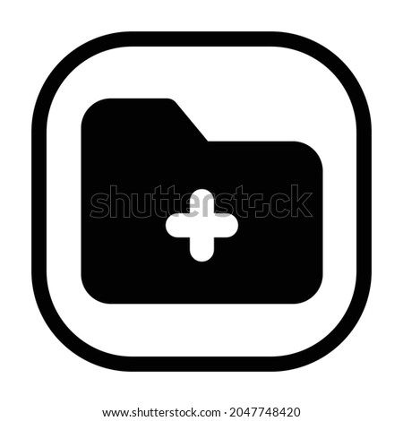 folder add Icon. Flat style rounded rectangle isolated on white background. Vector illustration