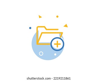 Folder Add Plus Stroke Line Icon, Folder Add Plus Vector Illustration

