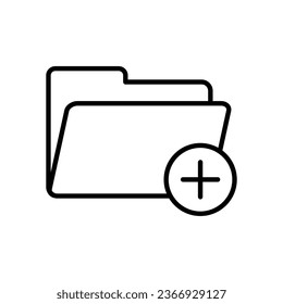 Folder with add symbol icon vector. Add, new icon. Folder line icon vector illustration for graphic design, UI, or digital web.
