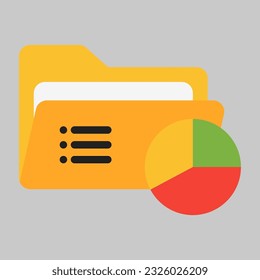 Folder analytics icon in flat style, use for website mobile app presentation