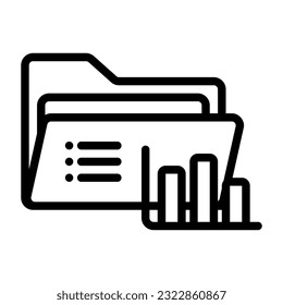 Folder analytics icon in line style, use for website mobile app presentation