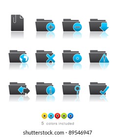 Folder Applications icon set 9 - Multi Color Series.  Icon set in EPS 8 format with high resolution JPEG EPS file contains five color variations in different layers