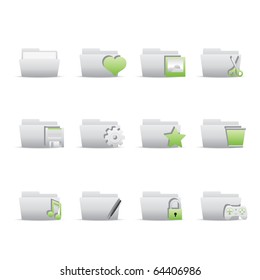 Folder Applications II icon set 10 - Bi Colored Series (Green and Gray). Vector EPS 8 format, easy to edit.