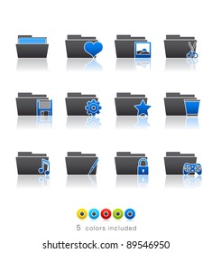 Folder Applications II icon set 10 - Multi Color Series.  Icon set in EPS 8 format with high resolution JPEG EPS file contains five color variations in different layers