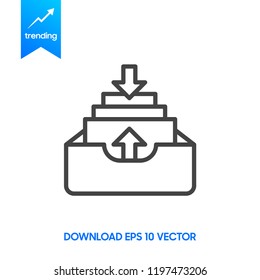 Folder archive. Cabinet. Drawer. Isolated minimal single flat icon in black and white colors. One of a set of linear web icons. Line vector icon for websites and mobile minimalistic flat design.