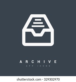 Folder archive. Cabinet. Drawer. Isolated minimal single flat icon in black and white colors. One of a set of linear web icons. Line vector icon for websites and mobile minimalistic flat design.