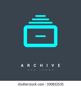 Folder archive. Cabinet. Drawer. Isolated minimal single flat icon. One of a set of linear web icons. Line vector icon for websites and mobile minimalistic flat design.