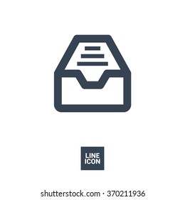 Folder archive. Cabinet. Drawer. Isolated minimal single flat icon. One of a set of linear web icons. Line vector icon for websites and mobile minimalistic flat design.