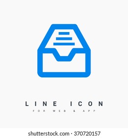Folder archive. Cabinet. Drawer. Isolated minimal single flat icon. One of a set of linear web icons. Line vector icon for websites and mobile minimalistic flat design.