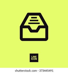 Folder archive. Cabinet. Drawer. Isolated minimal single flat icon. One of a set of linear web icons. Line vector icon for websites and mobile minimalistic flat design.