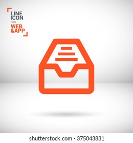 Folder archive. Cabinet. Drawer. Isolated minimal single flat icon. One of a set of linear web icons. Line vector icon for websites and mobile minimalistic flat design.